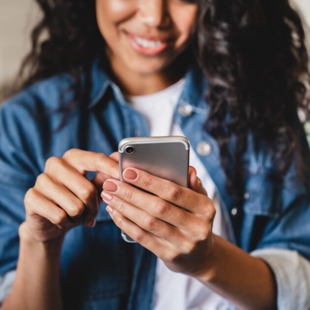 Woman texting.